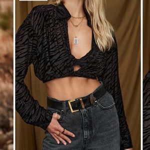 12th tribe- BLACK VELVET ZEBRA WRAP TOP and bralette